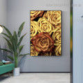 Yellow Roses Botanical Modern Framed Artwork Photograph Canvas Print for Room Wall Disposition