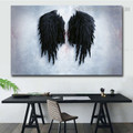 Black Plumes Abstract Modern Framed Artwork Portrait Canvas Print for Room Wall Finery