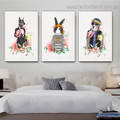 Hare and Dogs Animal Modern Framed Artwork Picture Canvas Print for Room Wall Assortment