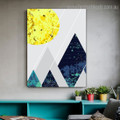 Triangular Mountains Abstract Geometric Nordic Framed Painting Photo Canvas Print for Room Wall Tracery