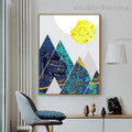 Gabled Mounts Abstract Geometric Nordic Framed Painting Picture Canvas Print for Room Wall Ornament
