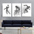 Cycling and Jumping Abstract Illustration Modern Framed Artwork Image Canvas Print for Room Wall Flourish