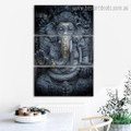 Ganpati Religious Vintage Framed Painting Photo Canvas Print for Room Wall Decor