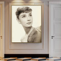 Audrey Hepburn Figure Hollywood Vintage Framed Effigy Photo Canvas Print for Room Wall Decor