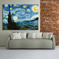 Starry Night Painting Canvas Print for Living Room Decor