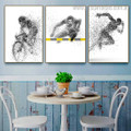 Leaping and Cycling Abstract Illustration Modern Framed Artwork Portrait Canvas Print for Room Wall Ornament