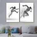 Running Men Abstract Illustration Modern Framed Artwork Picture Canvas Print for Room Wall Adornment