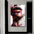 Colorful Half Face Abstract Figure Graffiti Framed Smudge Portrait Canvas Print for Room Wall Decoration