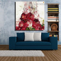 Red Flowers Abstract Floral Modern Framed Painting Photo Canvas Print for Wall Garniture