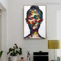 Chromatic Face Abstract Modern Framed Painting Image Canvas Print for Room Wall Finery