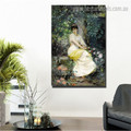 Seat in Shade Reproduction Figure Framed Artwork Portrait Canvas Print for Room Wall Garnish
