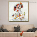 Colorful Puppy Abstract Animal Framed Painting Image Canvas Print for Room Wall Adornment