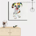 Multicolor Pup Abstract Animal Modern Framed Painting Portrait Canvas Print for Room Wall Adornment