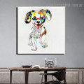 Multicolor Pup Abstract Animal Modern Framed Painting Portrait Canvas Print for Room Wall Onlay