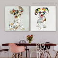 Colorific Puppies Abstract Animal Modern Framed Painting Photo Canvas Print for Room Wall Ornament