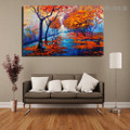 Autumn Landscape Nature Framed Painting Portrait Canvas Print for Room Wall Decor