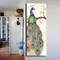 Long Tail Peacock Abstract Bird Modern Framed Painting Photo Canvas Print for Room Wall Flourish