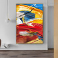 Multicolored Streaks Abstract Impressionist Framed Artwork Photo Canvas Print for Room Wall Finery
