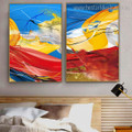 Colorific Wrinkles Abstract Impressionist Framed Artwork Photo Canvas Print for Room Wall Garniture