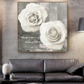 White Rosebush Floral Modern Framed Painting Photo Canvas Print for Room Wall Tracery