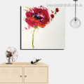 Red Floret Abstract Floral Framed Smudge Photo Canvas Print for Room Wall Decor