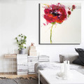 Red Floret Abstract Floral Framed Smudge Photo Canvas Print for Room Wall Moulding