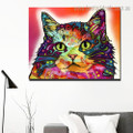 Multicolored Cat Abstract Modern Framed Artwork Pic Canvas Print for Room Wall Garnish