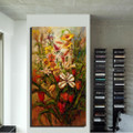 Polychrome Flowers Abstract Impressionist Framed Painting Pic Canvas Print for Room Wall Decoration