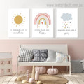 Sun Cloud Kids Quote Framed Artwork Picture Canvas Print for Room Wall Decor

