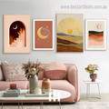 Sun Moon Abstract Landscape Modern Framed Artwork Pic Canvas Print for Wall Hanging Decor