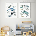 Whales Sharks Animal Kids Modern Framed Painting Picture Canvas Print for Room Wall Getup