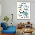 Sharks Animal Kids Modern Framed Painting Photograph Canvas Print for Room Wall Flourish