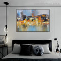 Multicolored Burg Abstract City Modern Framed Artwork Picture Canvas Print for Room Wall Disposition