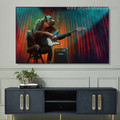 Orangutan Guitar Abstract Animal Framed Painting Image Canvas Print for Room Wall Molding
