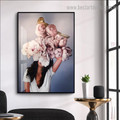 Lady with Flowers Bird Abstract Figure Framed Painting Picture Canvas Print for Room Wall Decor