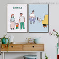 Lovely Family Abstract Kids Framed Painting Picture Canvas Print for Room Wall Decoration