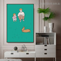 Sitting Girl Abstract Kids Framed Painting Picture Canvas Print for Room Wall Decor