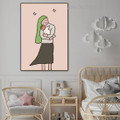 Mom Baby Abstract Kids Framed Painting Portrait Canvas Print for Room Wall Outfit