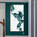 Turquoise Color Abstract Watercolor Framed Painting Photograph Canvas Print for Room Wall Adornment