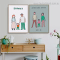 Father Mother Me Abstract Kids Framed Painting Photograph Canvas Print for Room Wall Decor