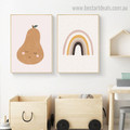 Pear Rainbow Abstract Nursery Modern Framed Painting Photograph Canvas Print for Room Wall Decor