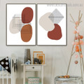 Spheroidal and Square Abstract Modern Framed Artwork Picture Canvas Print for Room Wall Drape