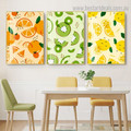 Orange Lemon Kiwi Food and Beverage Framed Artwork Image Canvas Print for Room Wall Disposition