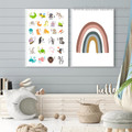 Alphabets Rainbow Abstract Kids Framed Painting Photograph Canvas Print for Room Wall Ornament