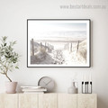 Sandy Beach Landscape Nature Framed Effigy Photograph Canvas Print for Room Wall Outfit