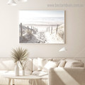 Sandy Beach Landscape Nature Framed Effigy Photograph Canvas Print for Room Wall Adornment