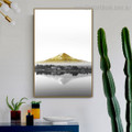 Golden Mount Landscape Framed Painting Picture Canvas Print for Room Wall Onlay