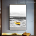 Yellow Boat Landscape Framed Painting Image Canvas Print for Room Wall Assortment