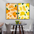 Orange Lemon Food Framed Effigy Photograph Canvas Print for Room Wall Finery