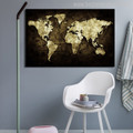 Golden World Map Painting Print
